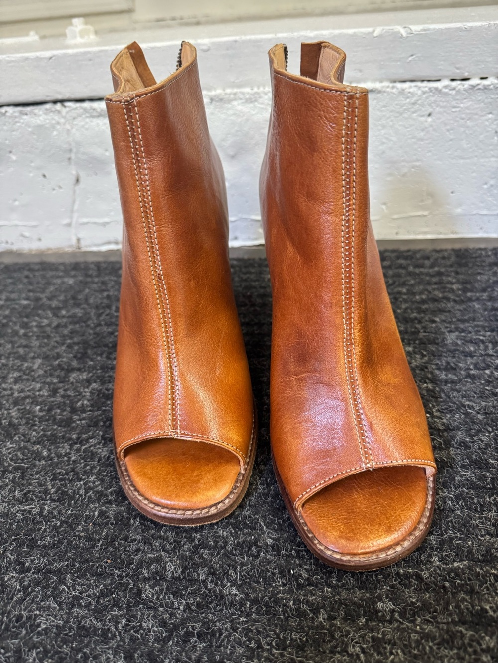 Bed Stu Women's Open-Toe Leather Mules in Cognac Brown